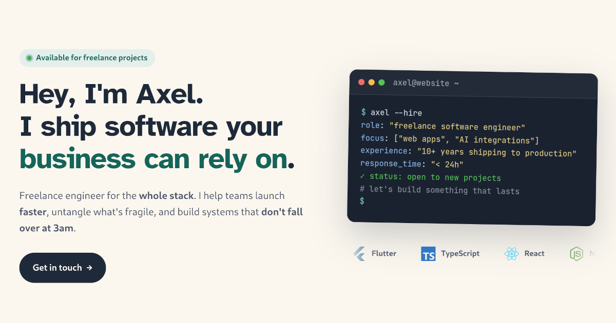 Axel Isouard | Freelance Software Engineer for Web Apps & AI | axel.dev